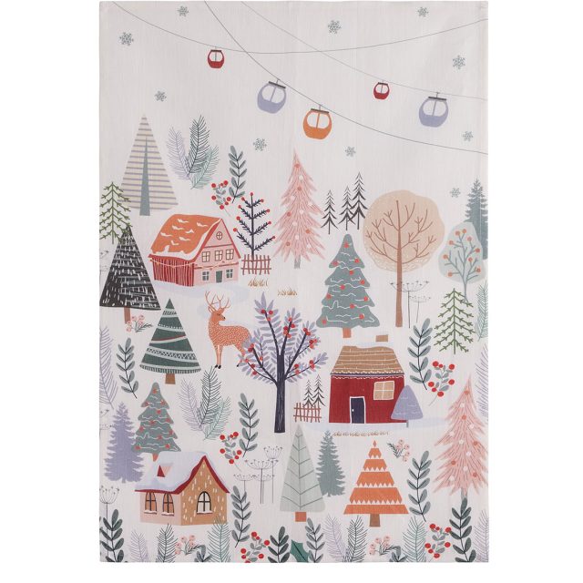 TORCHON FORET DE NOEL