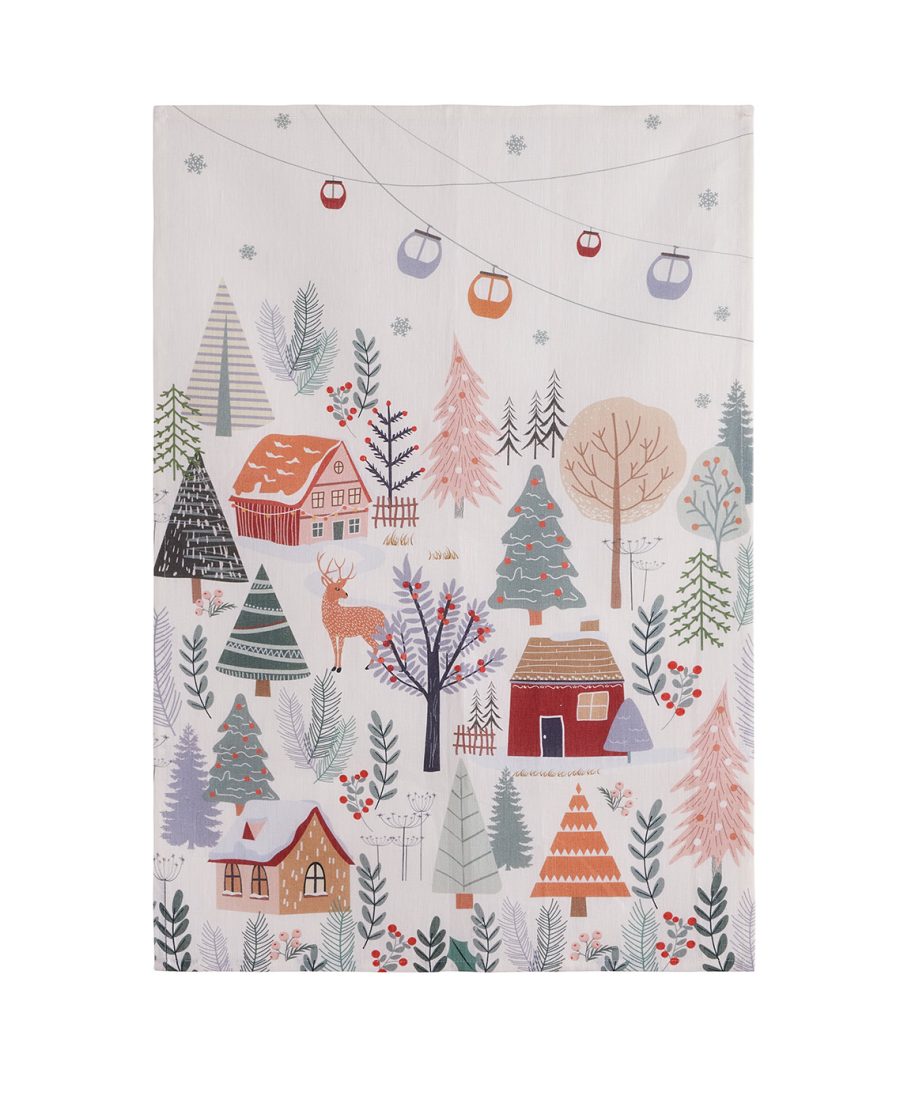 TORCHON FORET DE NOEL