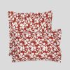 TAIE D'OREILLER FLEURS ROUILLE PERCALE BIO