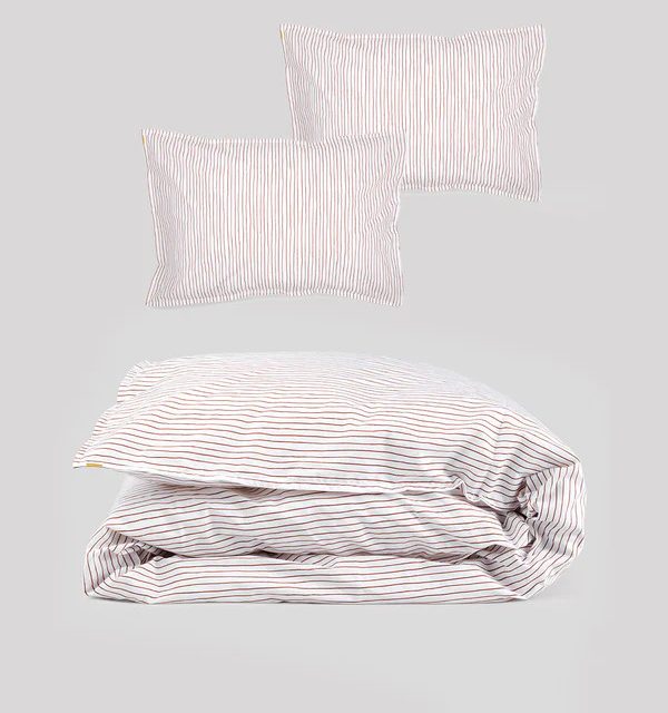 TAIE D'OREILLER CARREAUX ROUILLE PERCALE BIO