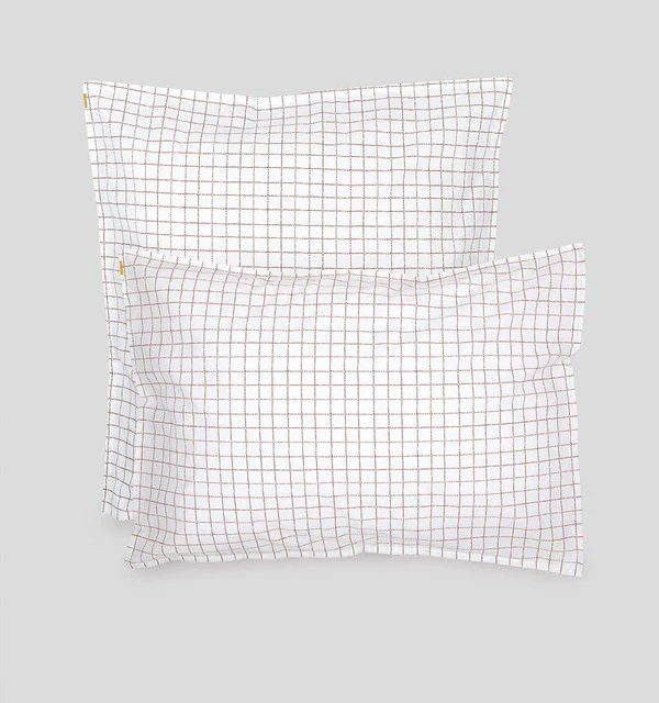 TAIE D'OREILLER CARREAUX ROUILLE PERCALE BIO