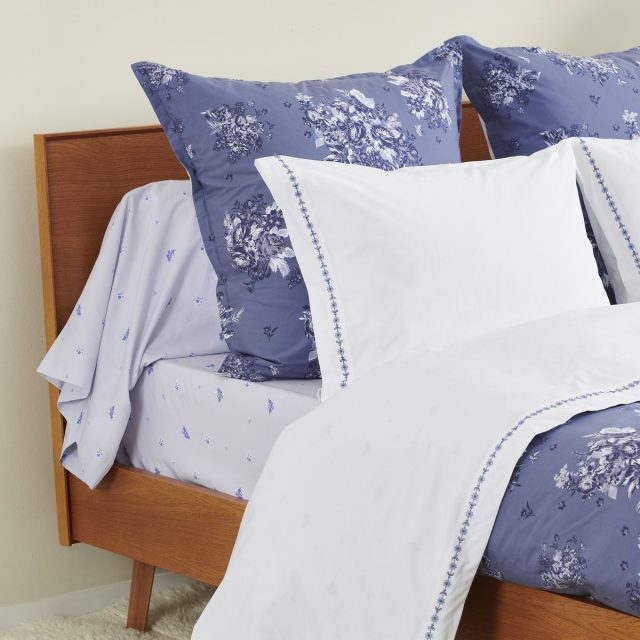 TAIE D'OREILLER POEME BLEU PERCALE