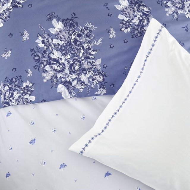 TAIE D'OREILLER POEME BLEU PERCALE