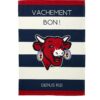 TORCHON VACHE QUI RIT RAYE BLEU