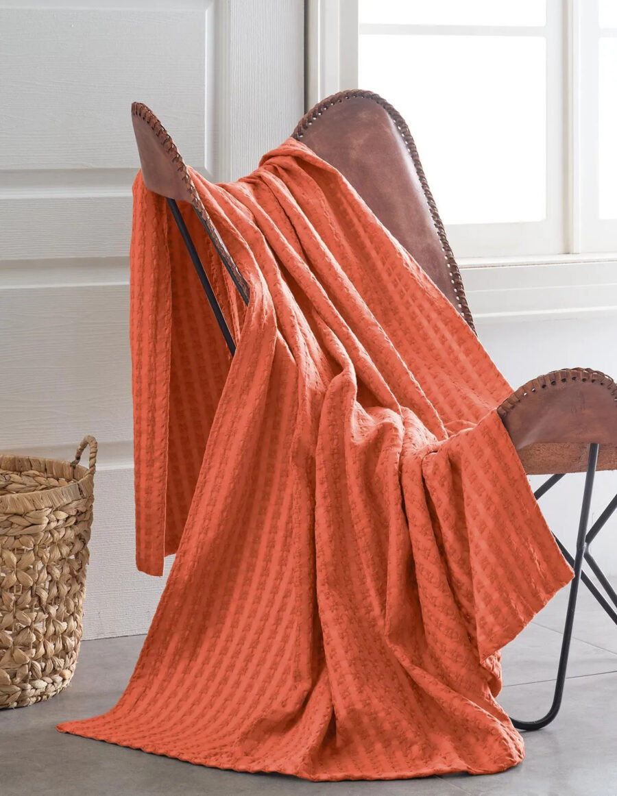PLAID NID D'ABEILLE LAVE WAFFLE KNOTE - AUBURN, 130X 170